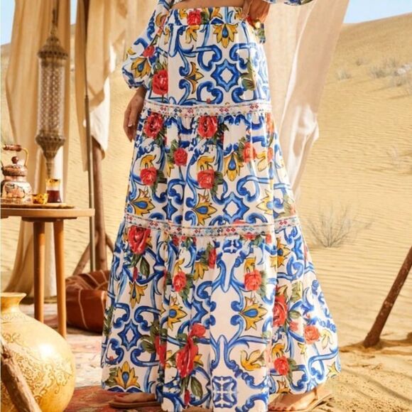 Colorful Patterned Long Dress - Picture 5 of 6